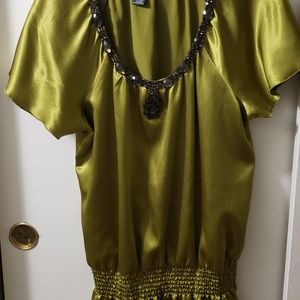 Satin Short Sleeve Dress Top